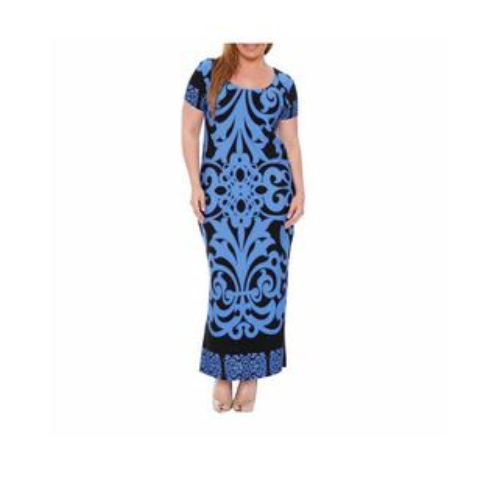 Blue Printed Jasmine Maxi Dress
